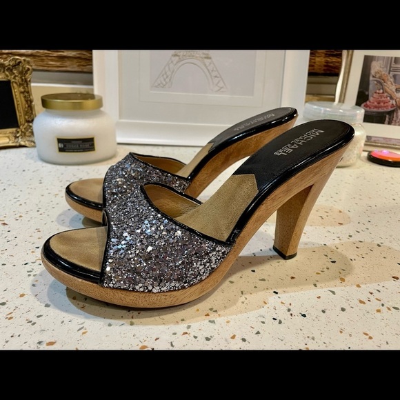 MICHAEL Michael Kors Glitter‎ Wooden Sandal Heels - Picture 8 of 15